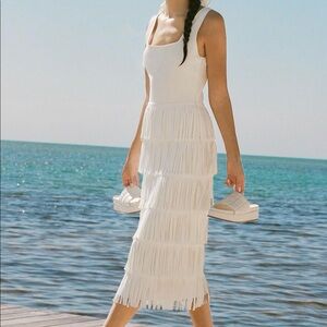 ANTHROPOLOGIE ENDLESS ROSE TIERED FRINGE DRESS